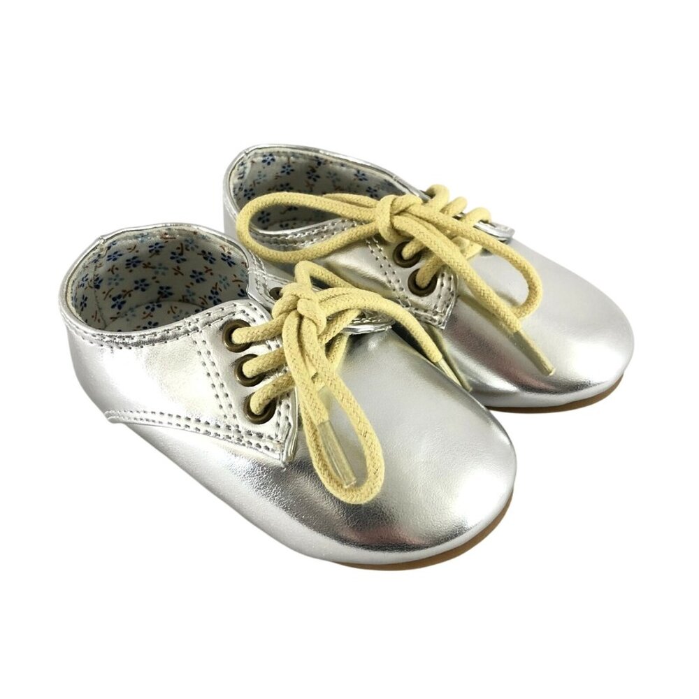 The Doll Maker Toddler Girls Sneakers Lace Up Shiny Silver Size 5